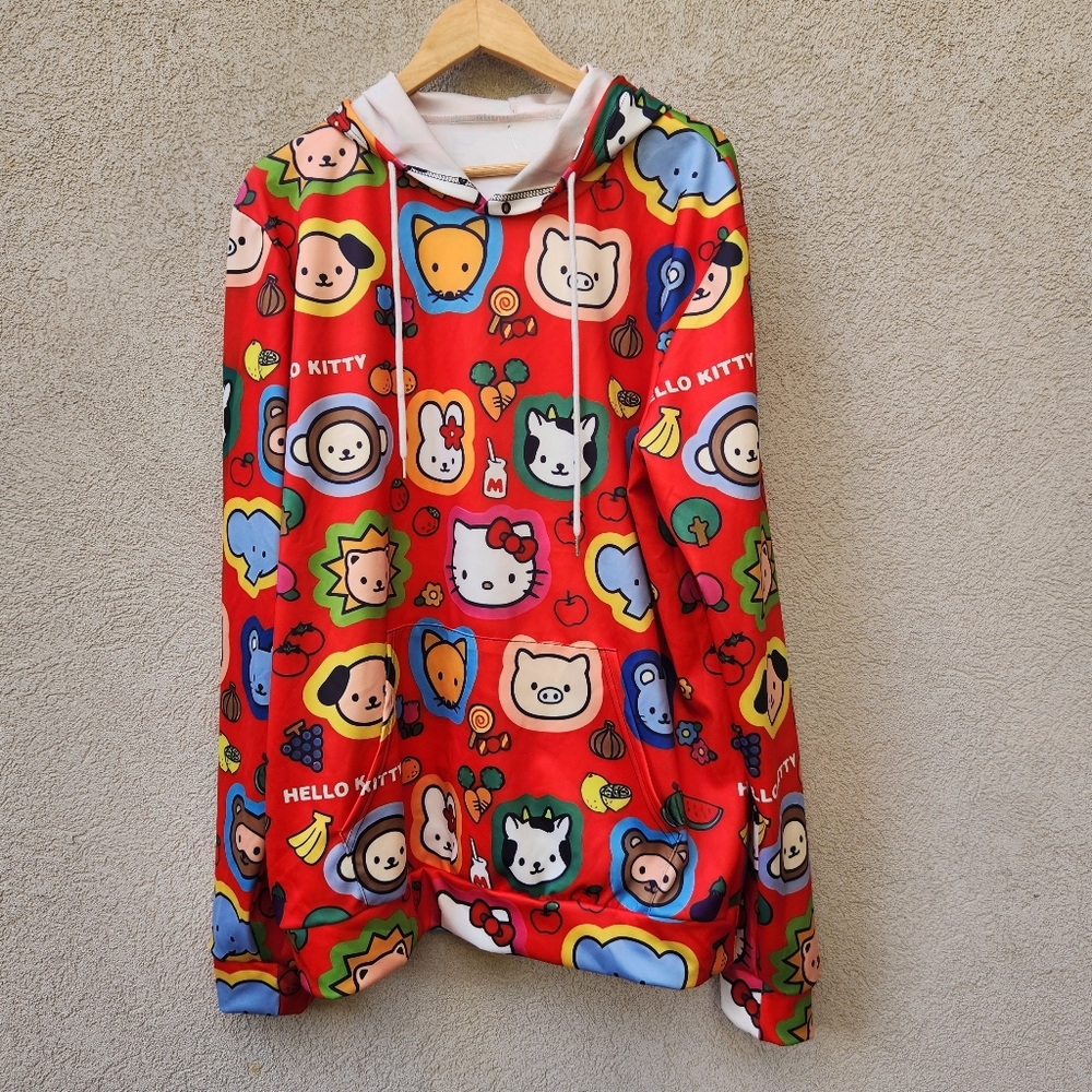 Hello Kitty Red Graphic Hoodie Sweatshirt for Men - Character Print